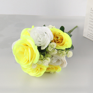 Factory Supply 9 Heads Artificial Flower Bouquet Realistic Faux Flower Bouquet