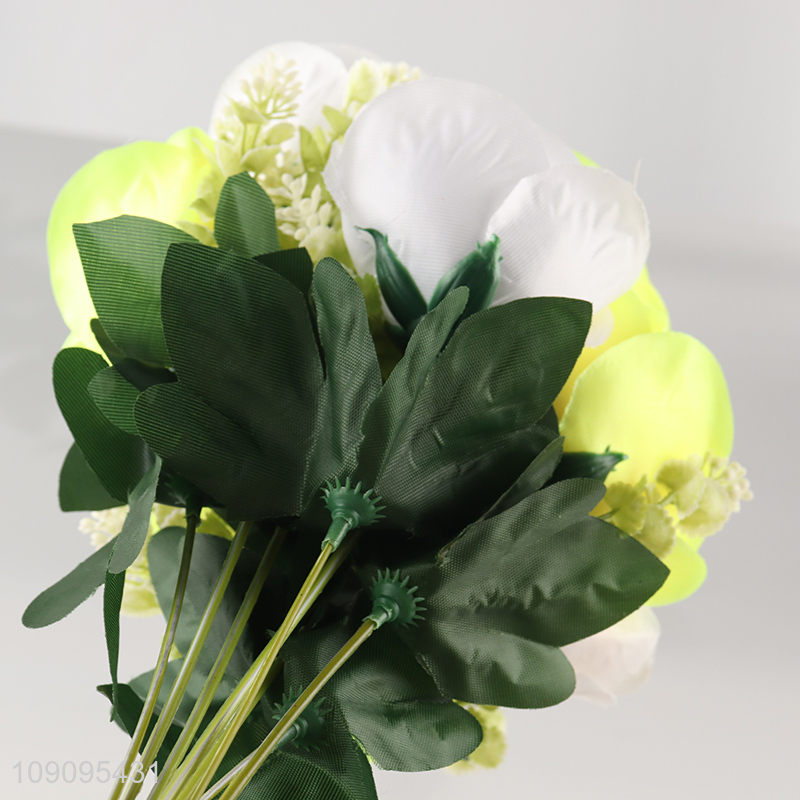 Factory Supply 9 Heads Artificial Flower Bouquet Realistic Faux Flower Bouquet