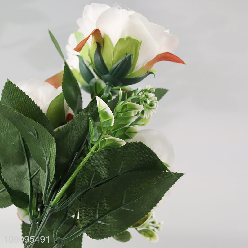 New Arrival 5 Heads Artificial Rose Flower Fake Flower Bouquet with Long Stems