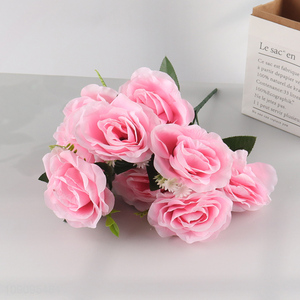 Hot Selling 9 Heads Artificial Rose Flower Fake Flower for Table Centerpieces