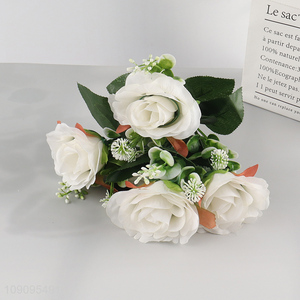 New Arrival 5 Heads Artificial Rose Flower Fake Flower Bouquet with Long Stems