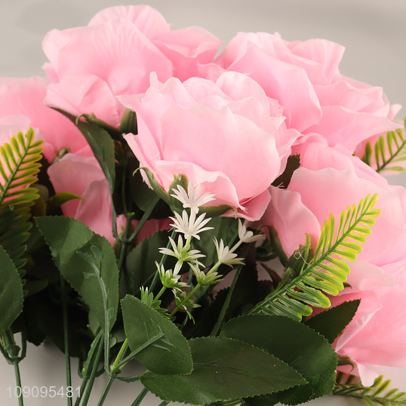 Hot Selling 9 Heads Artificial Rose Flower Fake Flower for Table Centerpieces