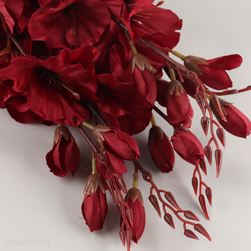 Good Quality 5-Branch Artificial Flower Faux Long Stem Fake Flower Bouquet