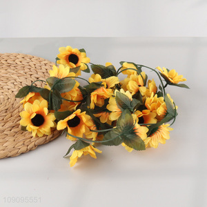 Factory Price 26 Heads Artificial Sunflower Garland Faux Hanging Flower Vine