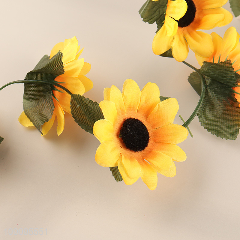 Factory Price 26 Heads Artificial Sunflower Garland Faux Hanging Flower Vine
