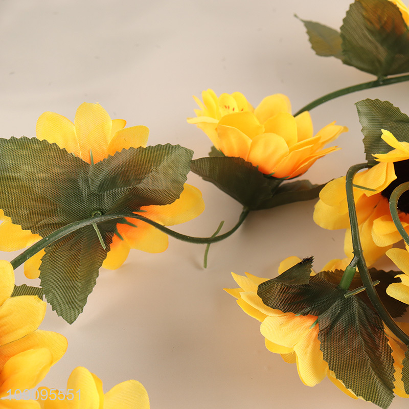 Factory Price 26 Heads Artificial Sunflower Garland Faux Hanging Flower Vine
