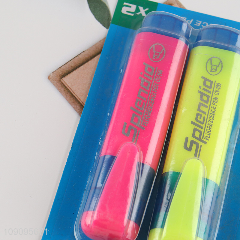 Hot Selling 2 Colors Fluorescent Pens Chisel Tip Fluorescent Markers