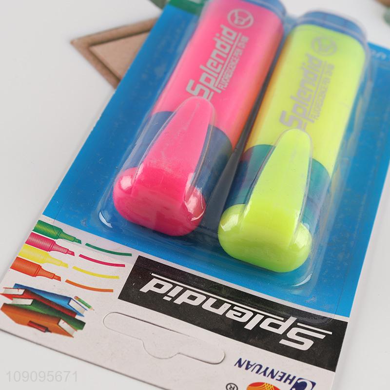 Hot Selling 2 Colors Fluorescent Pens Chisel Tip Fluorescent Markers