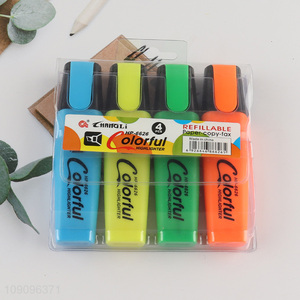 Good Quality 4 Colors Chisel Tip Fluorescent Pens Highlighter Markers