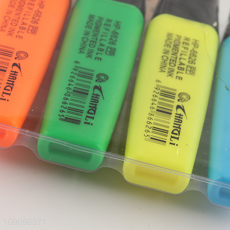 Good Quality 4 Colors Chisel Tip Fluorescent Pens Highlighter Markers