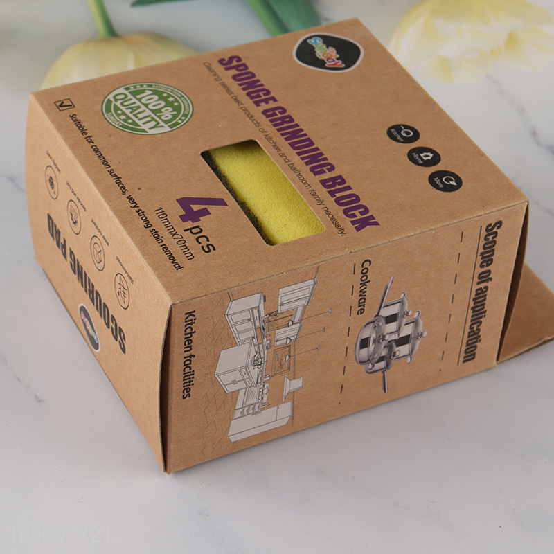 New Arrival 4 Pack Heavy Duty Scrub Sponges for Kitchen Dish Sink Cleaning