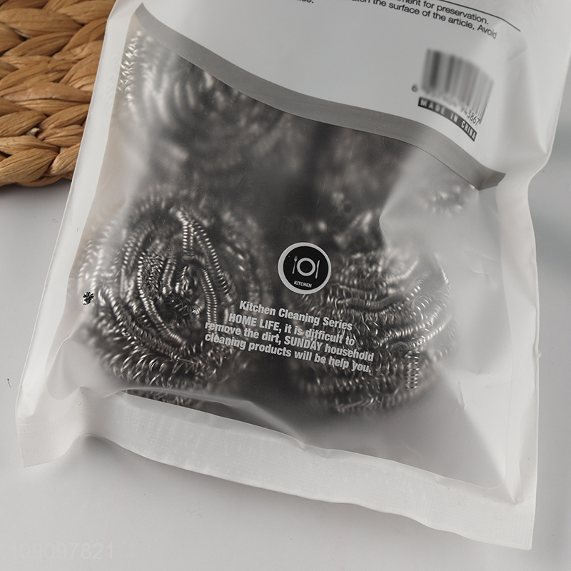 High Quality 6 Pack Steel Wool Scrubber Steel Wire Balls for Cleaning Dishes Pots