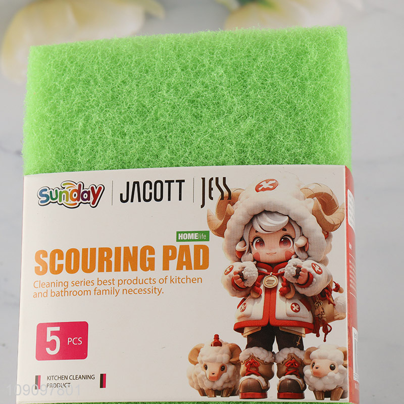 Good Quality 5 Pack Non-Scratch Scouring Pads Multipurpose Scrub Pads