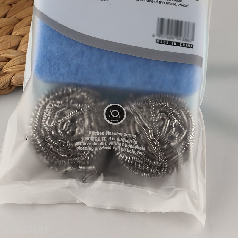 Good Quality 5PCS Kitchen Cleaning Kit Steel Wool Srubber Cleaning Sponge Set