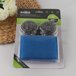 High Quality 4PCS Steel Wool Scrubber Dish Sponge Set Kitchen Cleaning Kit