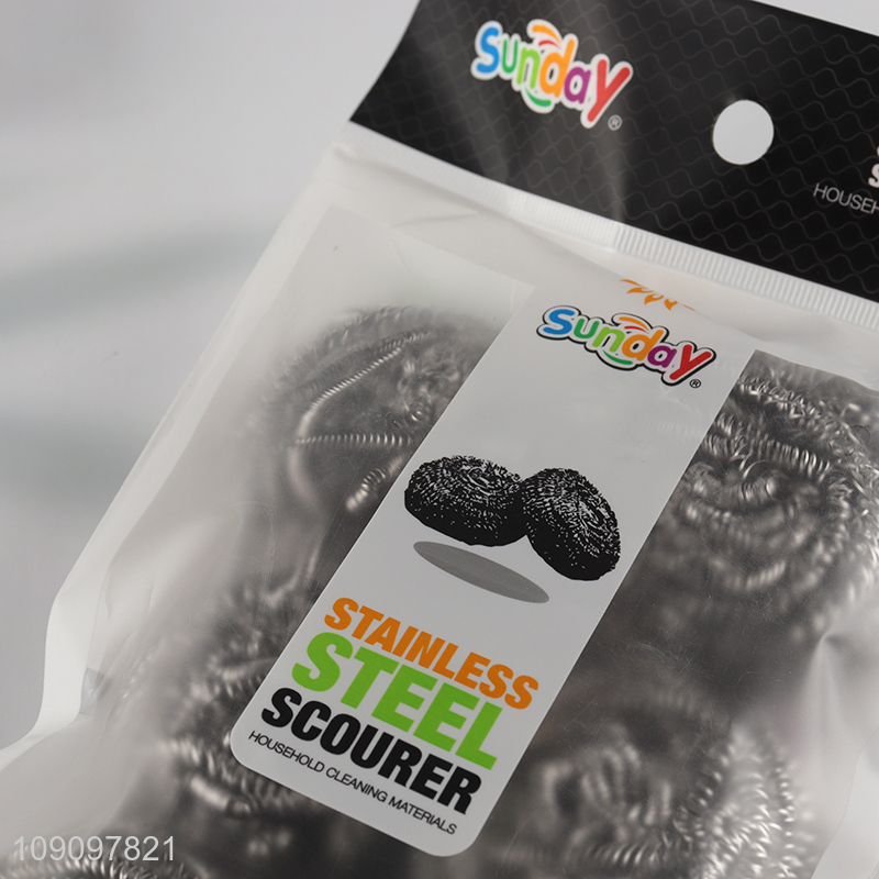 High Quality 6 Pack Steel Wool Scrubber Steel Wire Balls for Cleaning Dishes Pots