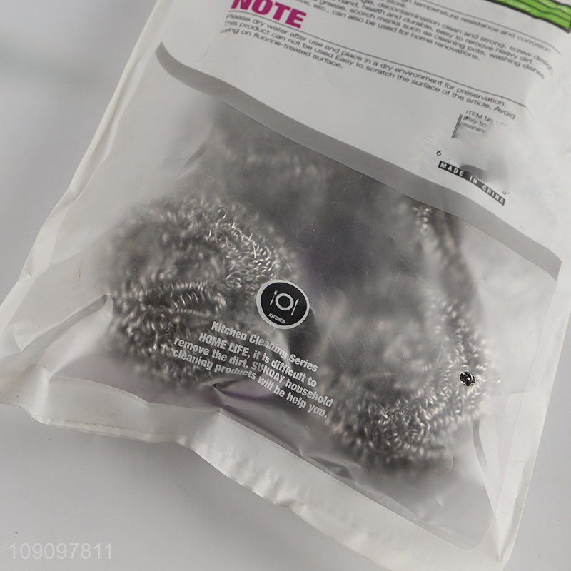 Online Wholesale 6 Pack Steel Wool Srubbers with Long Handle for Kitchen Cleaning