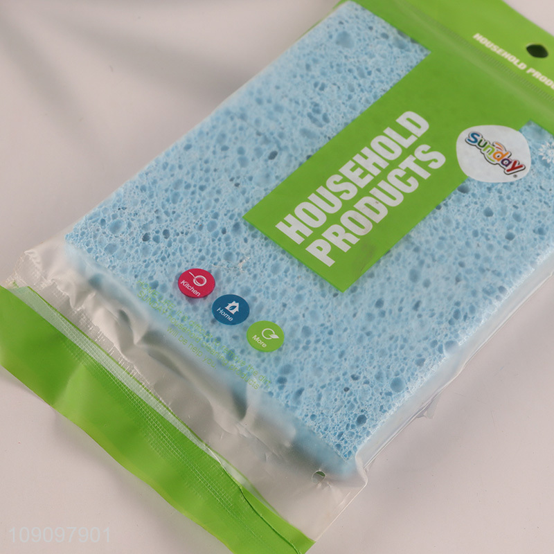 Online Wholesale 2 Pack Kitchen Sponges Natural Wood Pulp Cotton Sponge Scouring Pads