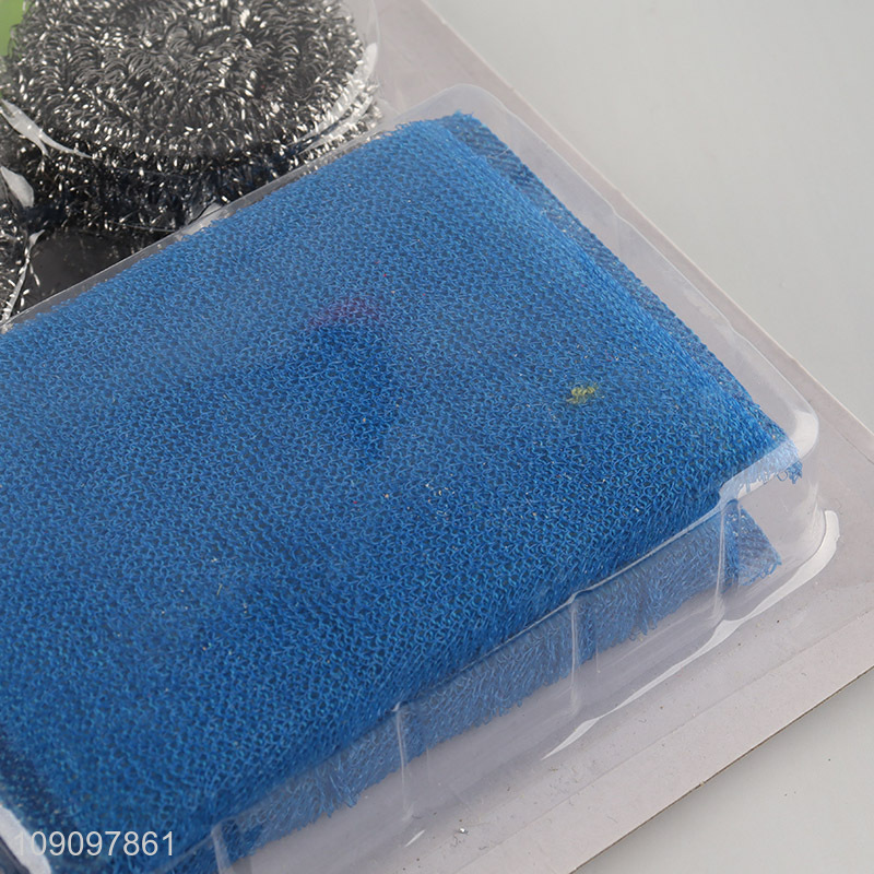 High Quality 4PCS Steel Wool Scrubber Dish Sponge Set Kitchen Cleaning Kit