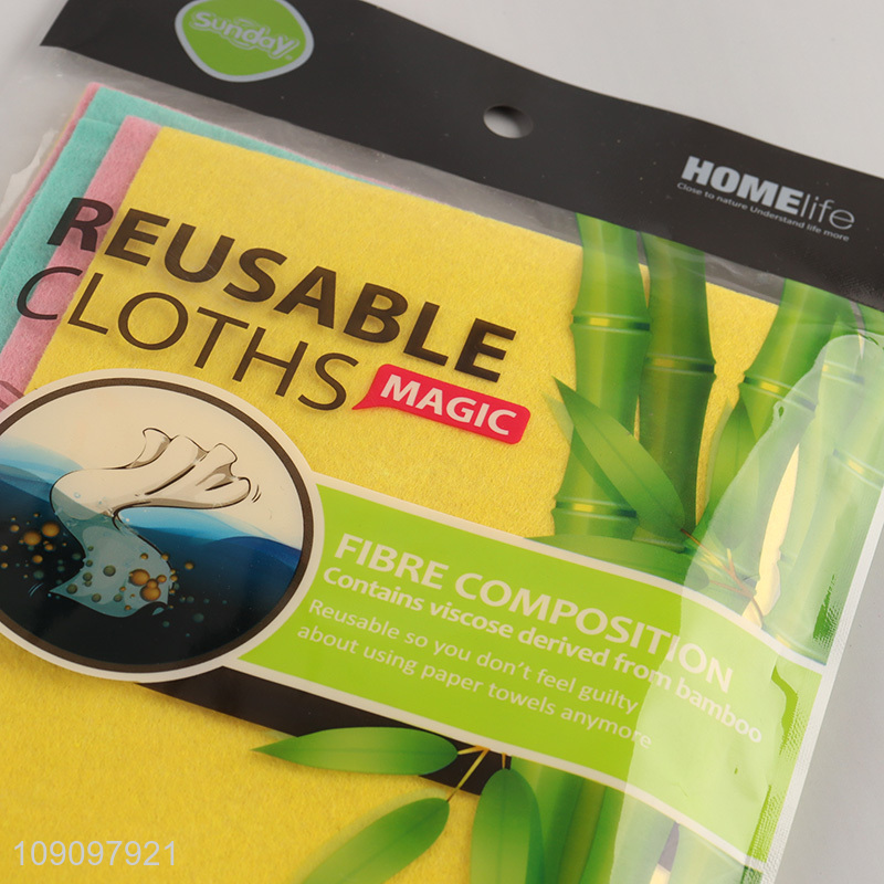 Good Quality 3PCS Bamboo Fiber Cleaning Cloths Reusable Magic Cleaning Towels