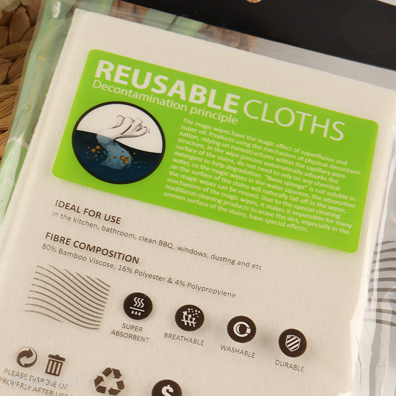 China Imports 3PCS Bamboo Fiber Cleaning Cloths Super Absorbent Cleaning Towels