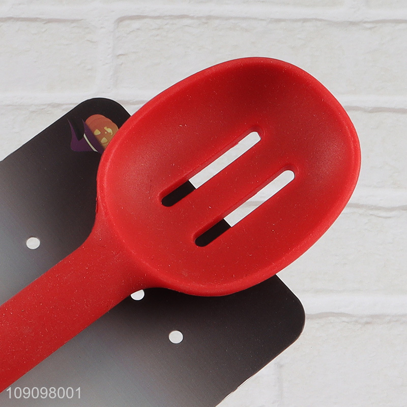 Hot products red silicone kitchen utensil slotted ladle
