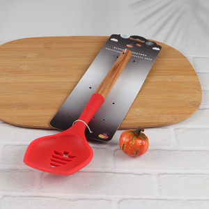 Hot selling kitchen utensil slotted spoon with wooden handle
