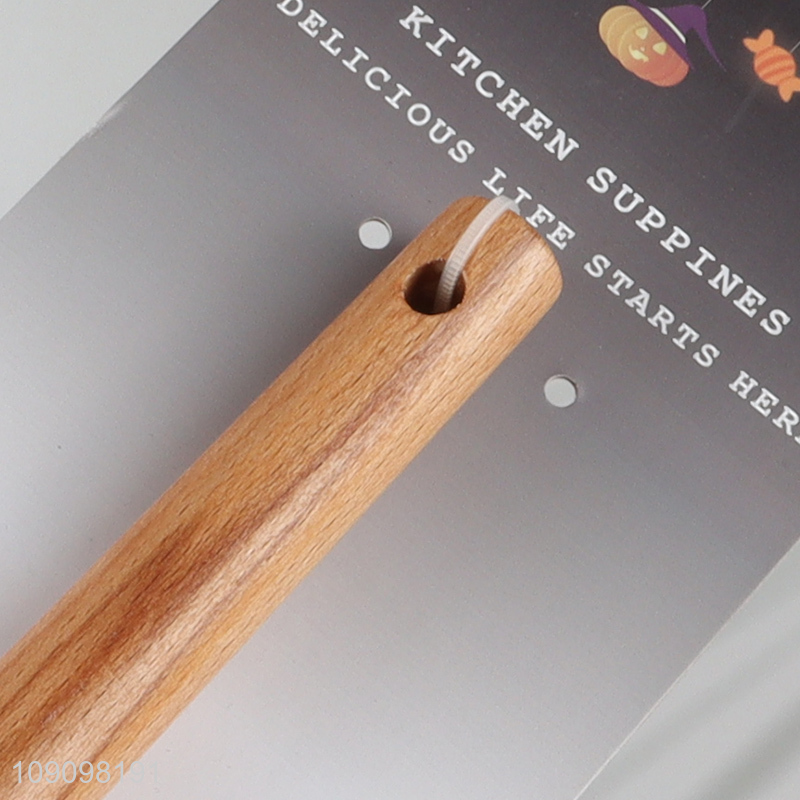 Hot selling kitchen utensil slotted spoon with wooden handle
