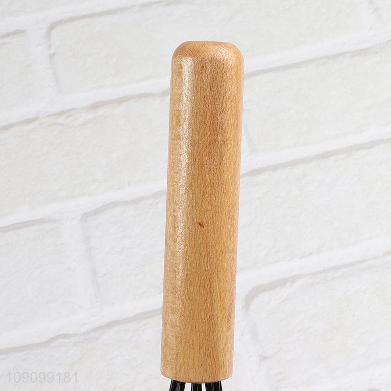 Top quality wooden handle kitchen gadget egg whisk egg beater for sale