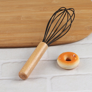 Top quality wooden handle kitchen gadget egg whisk egg beater for sale