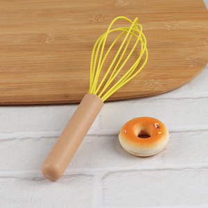 China products silicone kitchen gadget egg whisk with wooden handle