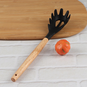 New arrival silicone kitchen utensil spaghetti spatula with wooden handle
