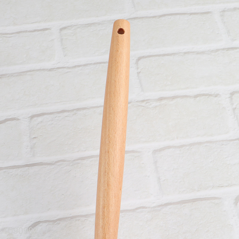 Hot items silicone kitchen utensil slotted ladle with wooden handle