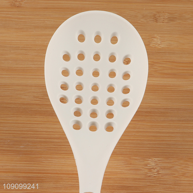Hot items silicone kitchen utensil slotted ladle with wooden handle