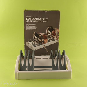 China Imports Expandable Cookware Stand Pans and Pots Lid Organizer Rack