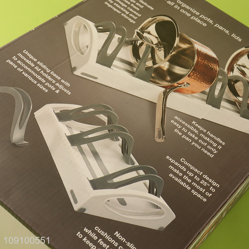 China Imports Expandable Cookware Stand Pans and Pots Lid Organizer Rack