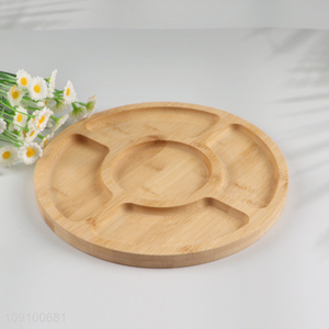 Factory price bamboo round fruit plate snack plate for sale