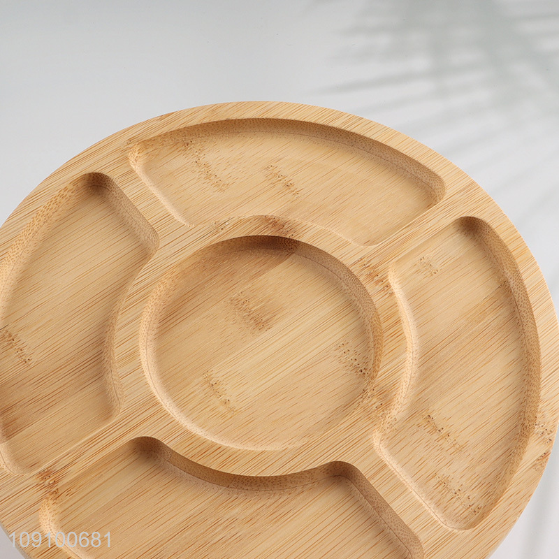 Factory price bamboo round fruit plate snack plate for sale