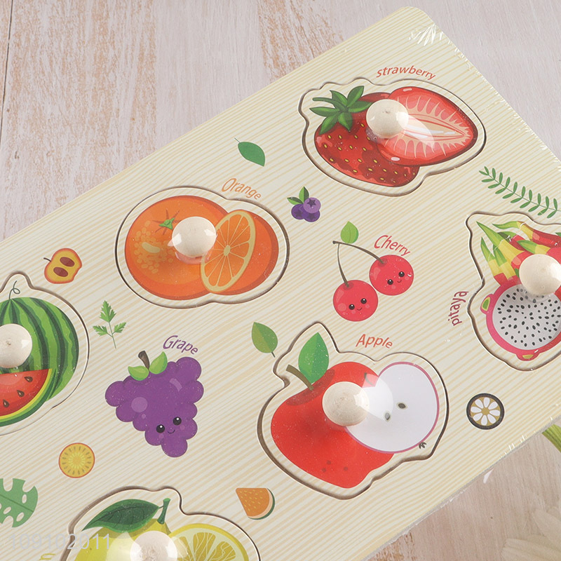 Low price fruits series wooden baby 3d puzzle toys jigsaw games