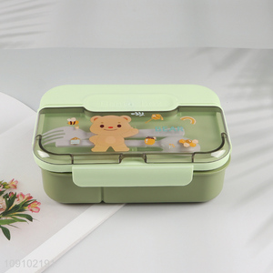 Best sale portable kids school lunch box with tableware set