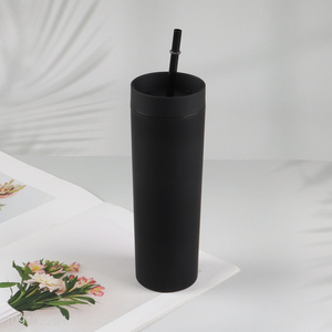 China products black plastic water cup drinking cup with lid and straw