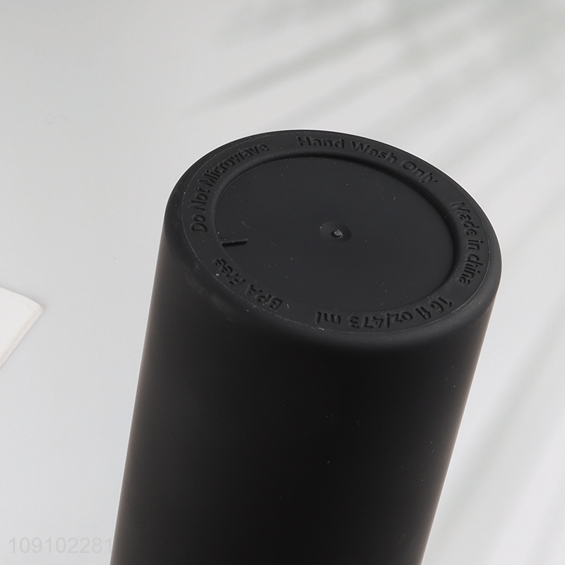 China products black plastic water cup drinking cup with lid and straw