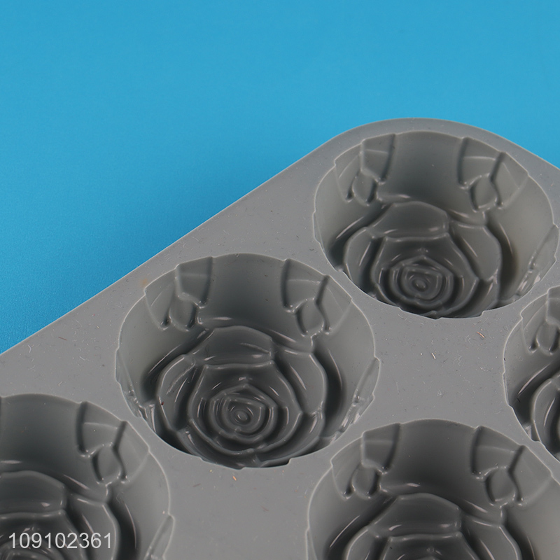 Hot Selling 6-Cavity Flower Silicone Cake Molds for Soap Pudding Chocolate