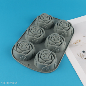 Hot Selling 6-Cavity Flower Silicone Cake Molds for Soap Pudding Chocolate