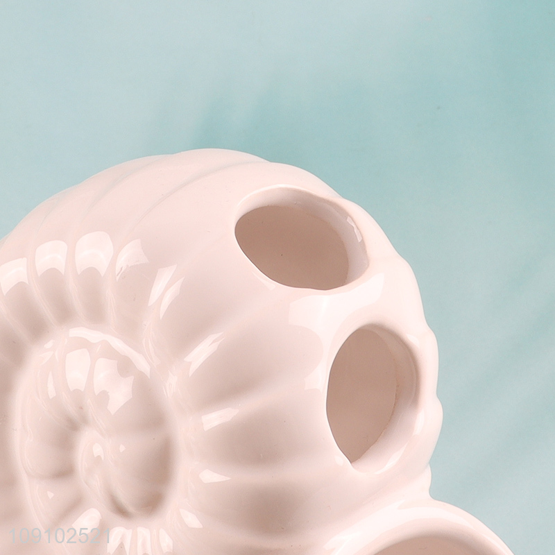 Low price shell shape bathroom accessories ceramic toothbrush holder