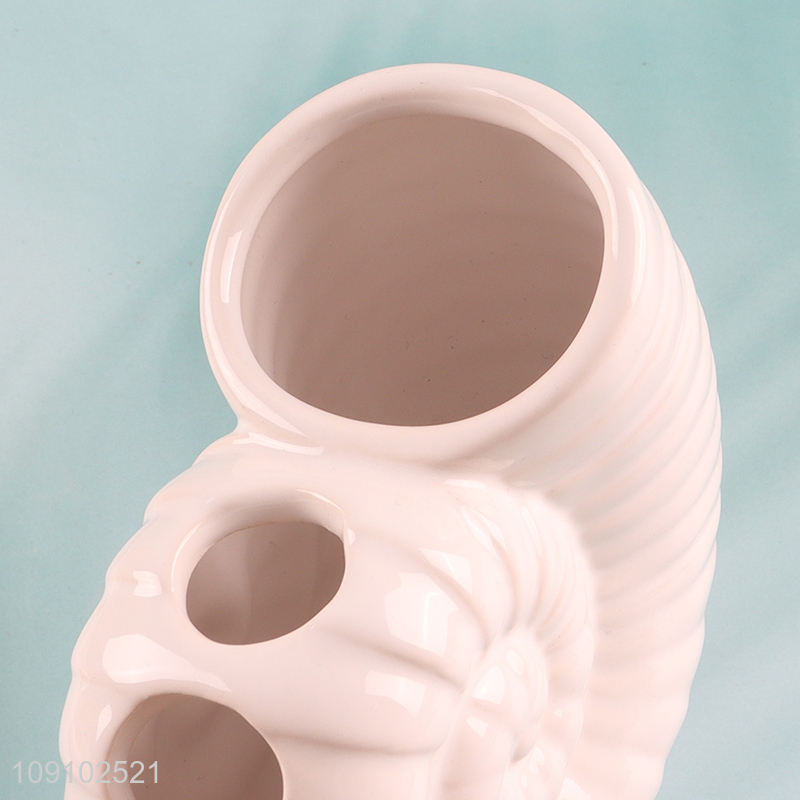 Low price shell shape bathroom accessories ceramic toothbrush holder
