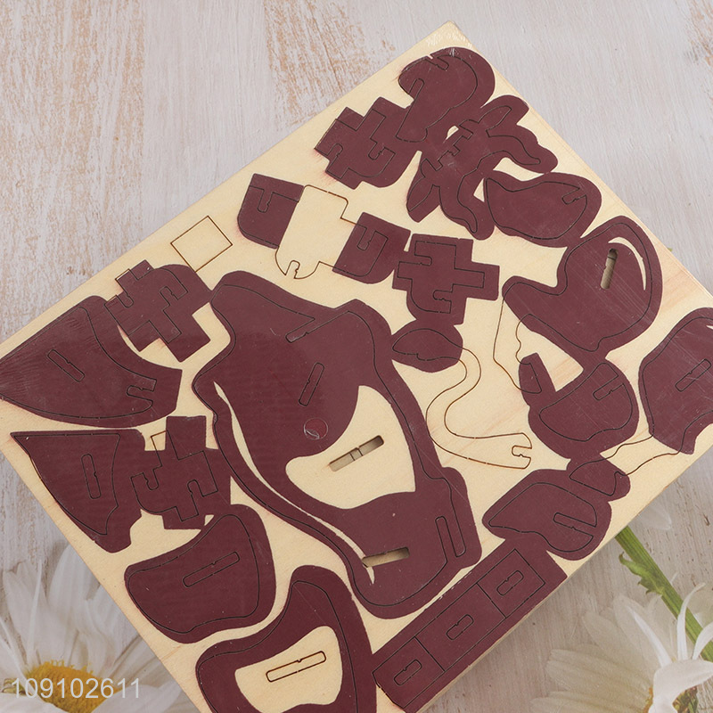 Top selling children 3d wood simulation model bull puzzle toys