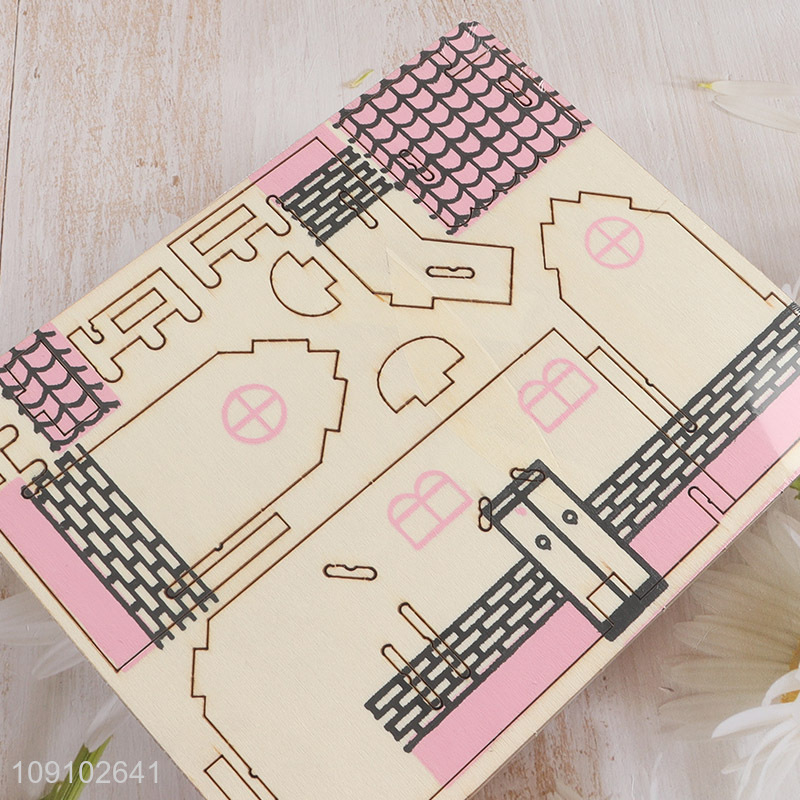 New arrival kids 3d wood simulation model red house puzzle toys