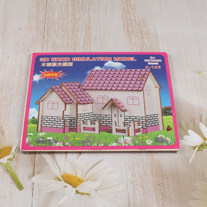 New arrival kids 3d wood simulation model red house puzzle toys