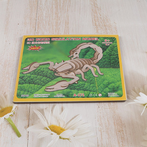 Best selling 3d wood simulation model children Scorpion puzzle toys